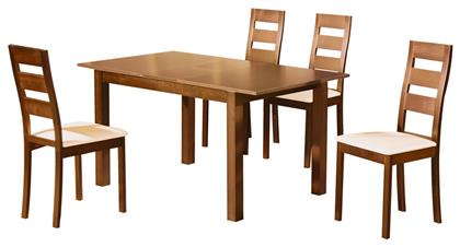 Τραπεζαρία Miller Επεκτεινόμενη με 3 Καρέκλες 120(+30)x80εκ. Honey Oak / Εκρού