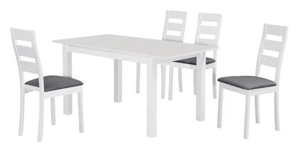 Τραπεζαρία Miller Επεκτεινόμενη με 3 Καρέκλες 120(+30)x80εκ. Λευκό / Γκρι