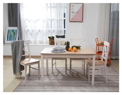 Τραπέζι Κουζίνας Daily με 3 Καρέκλες 118x74εκ. Λευκό / Φυσικό