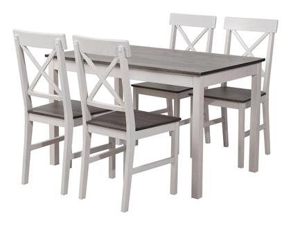 Τραπέζι Κουζίνας Daily με 4 Καρέκλες 118x74εκ. Λευκό / Dark Oak