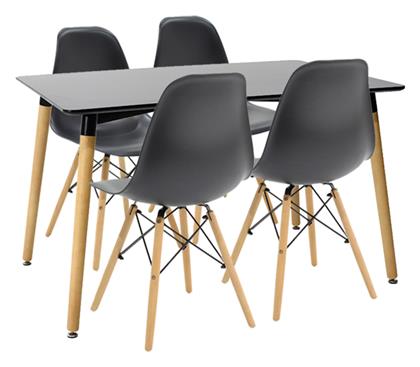 Τραπέζι Κουζίνας Natali / Julita με 4 Καρέκλες 120x80εκ. Μαύρο / Φυσικό