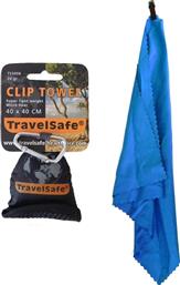 Travelsafe Clip Πετσέτα Προσώπου Microfiber Μπλε 40x40cm