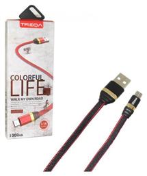 Treqa Braided USB 2.0 to micro USB Cable Κόκκινο 1m (CA-8311)