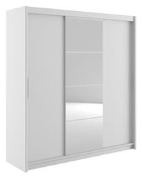 Τρίφυλλη Συρόμενη με Καθρέπτη & Πατάρι Elodie 200x61x216cm Λευκό