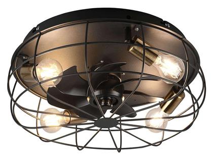 Trio Lighting Trondheim Ανεμιστήρας Οροφής 48cm με Φως και Τηλεχειριστήριο Μαύρος Ματ