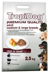 TropiDog Premium Adult Medium & Large Ξηρά Τροφή για Ενήλικους Σκύλους Μεσαίων & Μεγαλόσωμων Φυλών με Βοδινό / Ρύζι 2.5kg από το Plus4u