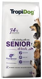 TropiDog Senior 12kg Ξηρά Τροφή χωρίς Σιτηρά για Ηλικιωμένους Σκύλους με Γαλοπούλα και Ρύζι