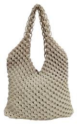 Τσάντα Macrame Κομβος 100% Βαμβάκι Natural Plain 40x35