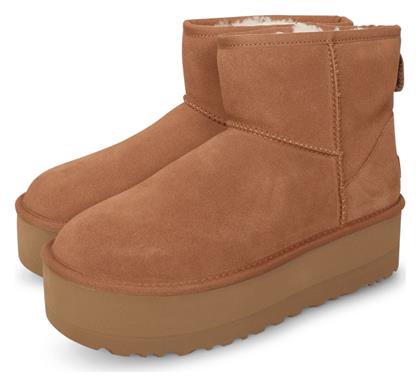 Ugg Australia Classic Mini Δερμάτινα Γυναικεία Μποτάκια με Πλατφόρμα Μπεζ