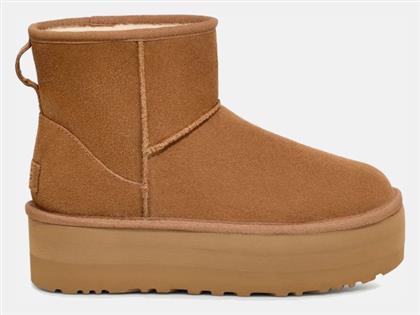 Ugg Australia Classic Mini Platform Suede Γυναικεία Μποτάκια Αστραγάλου με Γούνα Καφέ