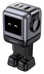 Ugreen Φορτιστής Χωρίς Καλώδιο GaN με Θύρα USB-A και 2 Θύρες USB-C 65W Power Delivery / Quick Charge 4.0 Γκρι (Robot)