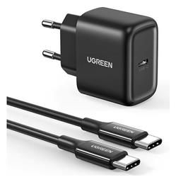 Ugreen Φορτιστής με Θύρα USB-C και Καλώδιο USB-C 25W Power Delivery Μαύρος (CD250)