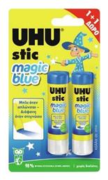 UHU Κόλλα Stick Magic Blue Μικρού Μεγέθους για Ύφασμα 2τμχ 8.2gr Χωρίς Διαλύτες