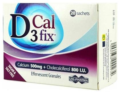 Uni-Pharma D3 Fix Calcium Βιταμίνη για Ανοσοποιητικό 500mg 20 φακελίσκοι