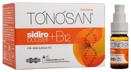 Uni-Pharma Tonosan Sidirobooster + B12 Βιταμίνη για την Υγεία του Νευρικού Συστήματος 15 x 10ml 15τμχ