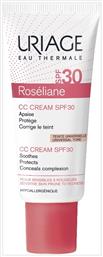 Uriage Rosaliane CC Ενυδατική Κρέμα Προσώπου Ημέρας με SPF30 για Ευαίσθητες Επιδερμίδες κατά των Ατελειών & της Ερυθρότητας 40ml