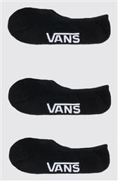 Vans Classic Γυναικείες Μονόχρωμες Κάλτσες Μαύρες 3Pack