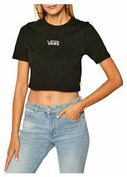 Vans Flying Γυναικείο Αθλητικό Crop Top Κοντομάνικο Μαύρο Μαύρο