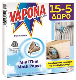 Vapona Mini Thin Moth Paper Σκοροκτόνο 20τμχ