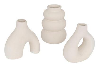 Βάζα Κεραμικά Λευκά Set/3σχέδια 9x4cm