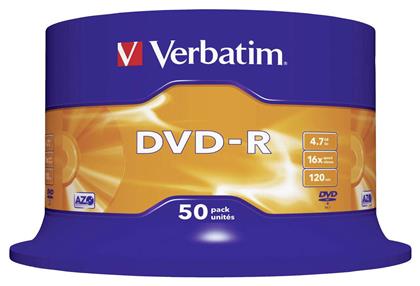 Verbatim Εγγράψιμα DVD-R 16x 4.7GB Cake Box 50τμχ