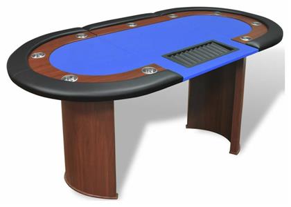 vidaXL Τραπέζι Poker Ξύλινο Μπλε 208x107εκ. 10 Ατόμων με Θέση Dealer & Θήκη για Μάρκες από το Public