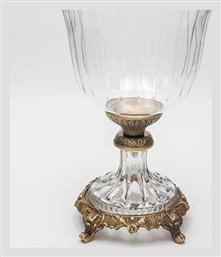 Vintage Φοντανιέρα Γυάλινη με Καπάκι 19x19x27cm Χρυσή