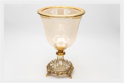 Vintage Φοντανιέρα Γυάλινη με Καπάκι 19x19x27cm Χρυσή