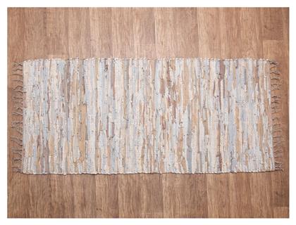 Viopros Χαλί Τζακιού Δερμάτινο με Κρόσια 65x135cm Εκρού