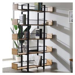 Βιβλιοθήκες Musha 2τμχ 120x22x185εκ. Μαύρο Με Oak