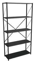 Βιβλιοθήκη Tikilmo 88x34x180εκ. Ανθρακί-Μαύρο