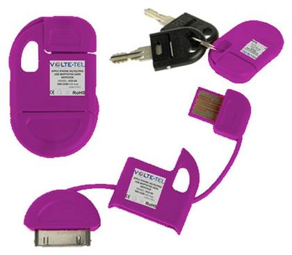 Volte-Tel Keychain USB to 30-Pin Cable Μωβ 0.1m (8099182)