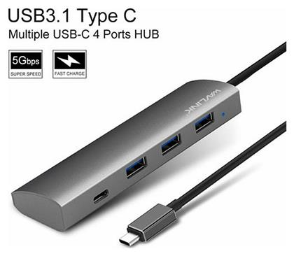 Wavlink UH3047C1 USB 3.0 Hub 4 Θυρών με σύνδεση USB-C Γκρι