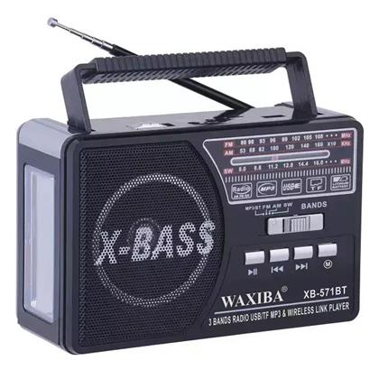 Waxiba XB-571BT Φορητό Ραδιόφωνο Επαναφορτιζόμενο με Bluetooth και USB Μαύρο