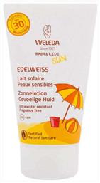 Weleda Sun Edelweiss Αδιάβροχο Βρεφικό Αντηλιακό Γαλάκτωμα για Πρόσωπο & Σώμα SPF30 150ml