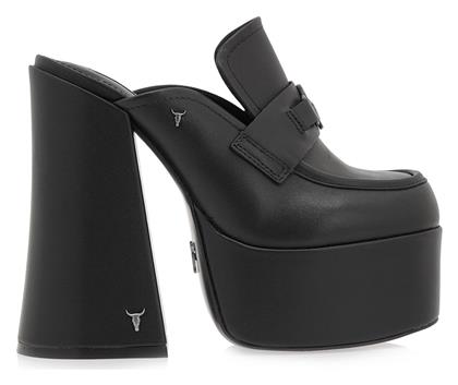 Windsor Smith Mules με Χοντρό Ψηλό Τακούνι Caviar Black