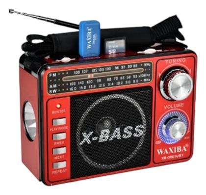 XB-3061BT Retro Φορητό Ραδιόφωνο Επαναφορτιζόμενο με Bluetooth και USB Κόκκινο