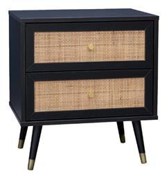 Ξύλινο Κομοδίνο Vienna Μαύρο / Φυσικό Rattan 50x39x54.8cm από το Polihome