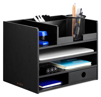 Ξύλινος Οργανωτής Γραφείου σε Μαύρο Χρώμα 24x26x33εκ. 1τμχ