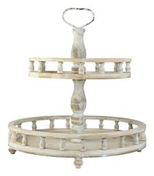 Zen Collection Ξύλινη Εταζέρα 2 Ορόφων Μπεζ Π45xΜ33xΥ40cm